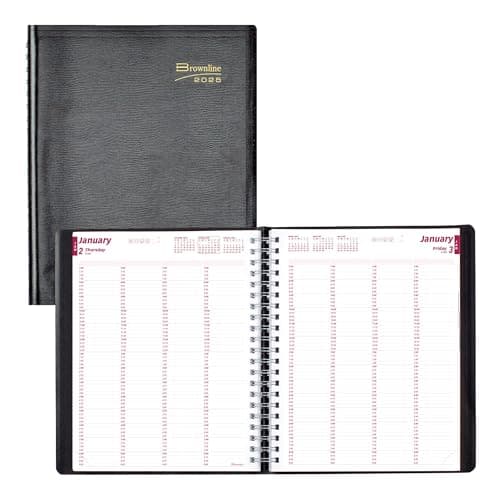 Brownline® 2025 Essential Daily Professional Planner, Four-Person Appointment Book, 12 Months, January to December, Twin-Wire Binding, 11" x 8.5", Black (CB960.BLK-25) - Image 1