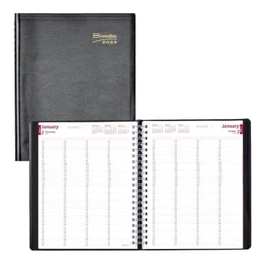 Brownline® 2025 Essential Daily Professional Planner, Four-Person Appointment Book, 12 Months, January to December, Twin-Wire Binding, 11" x 8.5", Black (CB960.BLK-25) - Image 1