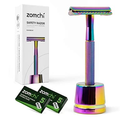 Safety Razor for Women,Safety Razor with 5 Blades,Women Razor with a Delicate Box,Free of Plastic (Stand Style Rainbow Razor) - Image 1