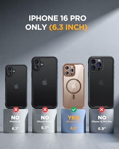 Miracase Magnetic for iPhone 16 Pro Case Full-Body Phone with Built-in Glass Screen Protector, [Compatible with MagSafe] Military Drop Proof 16 Pro Cover Bumper 6.3 inch, Gold Brown - Image 7