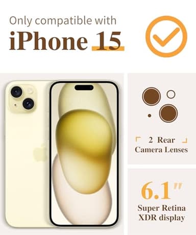GVIEWIN for iPhone 15 Case, [3 in 1] with Screen Protector & Camera Lens Protector, Clear Soft Shockproof Slim Fit Floral Phone Cover for Women Girls 2023 6.1" (Blooming Flowerets/Orange) - Image 2