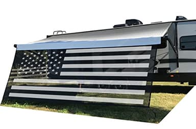 Tentproinc RV Awning Sun Shade Screen 8' X 20' 3'' (American Flag) Black Mesh Sunshade Camper Trailer Awning Shade Screen UV Blocker Completed Kits - Image 1