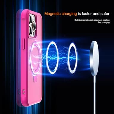 SKYLMW Compatible with iPhone 11 Pro Max Case with Invisible Magnetic O-Ring Stand Military-Grade Translucent Case for iPhone 11 ProMax 6.5" [Compatible with MagSafe][Great Grip Feeling], Rose - Image 3