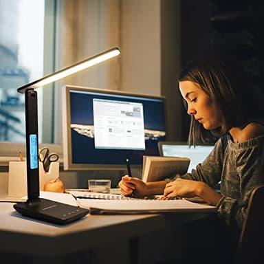 LAOPAO Desk Lamp with Wireless Charger: USB Charging Port, Table Lamp with Clock, Desk Lamps for Home Office College Dorm Room Essentials - Image 9