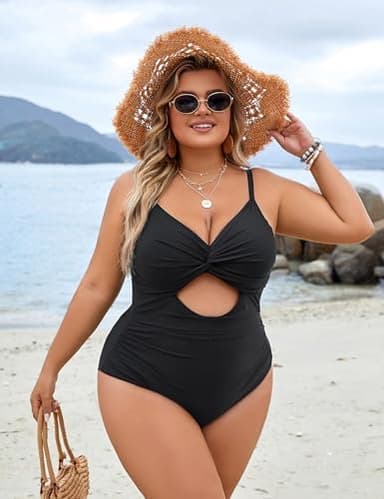 Blooming Jelly Womens Plus Size Bathing Suit Tummy Control One Piece Swimsuit Twist Front Ruched Swimwear - Image 3