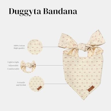 Duggyta Easy-Tie Triangle Dog Bandana with Unique Design, Raspberry/Red Bow Pattern, Premium Soft Cotton Adjustable for Small Dogs, Available for All Seasons Style Pet Accessories - Image 2