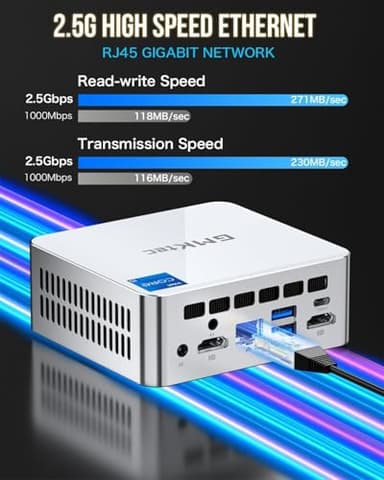 GMKtec Mini PC Intel i5-12450H(Turbo 4.4 GHz) 32GB DDR4 1TB M.2 NVMe SSD, Intel i226v Mini Computers, USB 3.2, Type-C/WiFi 6, BT5.2, RJ45 2.5G/ 4K Triple Display Desktop PC - Image 4