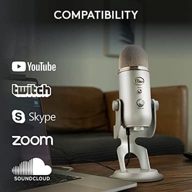 Logitech Creators Blue Yeti USB Microphone for Gaming, Streaming, Podcast, YouTube, Discord, PC, Studio Sound, Plug & Play-Silver - Image 9