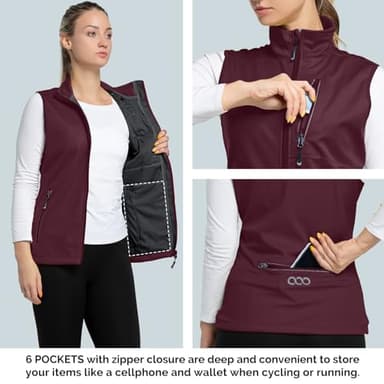 33,000ft Women's Lightweight Running Vest Outerwear with Pockets, Windproof Sleeveless Jacket for Golf Hiking Travel - Image 4