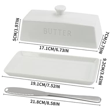 Ceramic Butter Dish with Lid - SGAOFIEE Porcelain Butter Dish with Lid and Knife for Countertop, Perfect for 1 Stick of East Coast Butter - Image 2