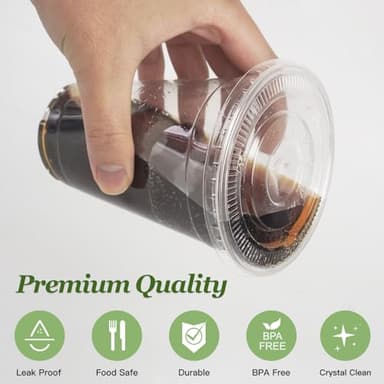 Charmount 100 Sets- 20 oz Clear Plastic Cups with Lids and Straws, Disposable To Go Cups for Cold Drinks, Coffee Bar Accessories, Iced Coffee, Smoothies - Image 3