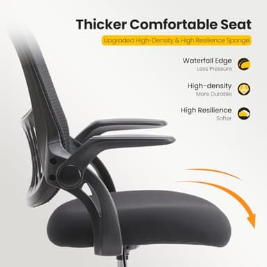 Sweetcrispy Tall Drafting Desk Chair - Ergonomic High Stool Computer with Adjustable Height and Comfy Lumbar Support, Office Rolling Counter with Flip-up Arm and Footrest, Black - Image 5