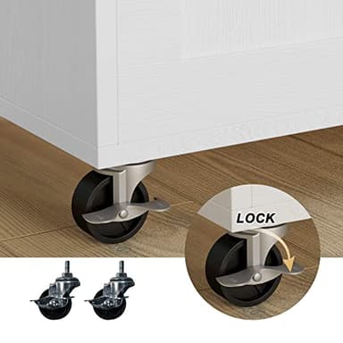 IRONCK Kitchen Island with Storage, Rolling Kitchen Island on Wheels with Drop Leaf, 3 Open Spice Rack Shelf, Door Cabinet, Drawer, Kitchen Cart Island Table for Kitchen, White - Image 8