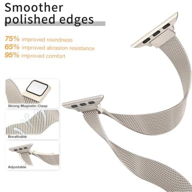 MARGE PLUS Slim Milanese Loop Compatible with Apple Watch Band for women 41mm 40mm 38mm 42mm 46mm 45mm 44mm, Stainless Steel Magnetic Mesh Strap work on iWatch Series 11 10 9 8 7 6 5 4 3 & SE 3 2 1 - Image 3