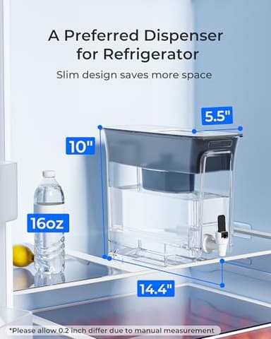 Waterdrop Slim Alkaline Water Filter Dispenser, Large 35-Cup, Up to PH 9.5, Healthy, Clean & Toxin-Free Mineralized Alkaline Water, 100-Gallon, BPA Free, Black (1 Filter Included) - Image 4