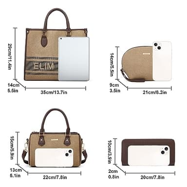 Women Fashion Handbag Wallet Tote Bag Shoulder Bag Top Handle Satchel Purse Set - Image 4