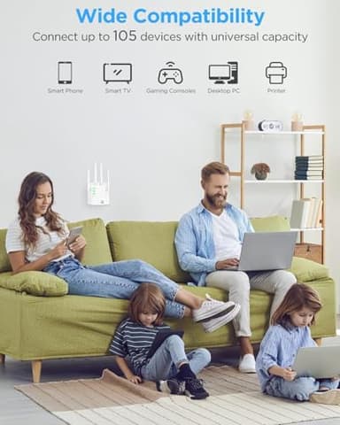 WiFi Extender Signal Booster for Home, WiFi Extender, Long Range up to 12880 Sq Ft and 105 Devices, Internet Extender WiFi Booster, WiFi Repeater with Ethernet Port, Signal Booster - Image 6