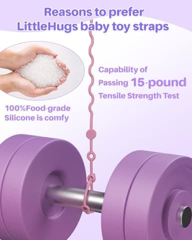 LittleHugs 3pcs Adjustable Toy Strap Holder - Silicone Baby Tether Pacifier Clip - Travel Essential Leash for Stroller, High Chair, Car Seat - Image 3