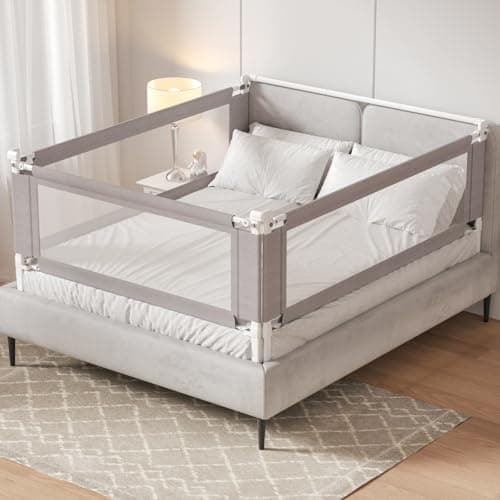 PurePapoose 3-Pack King Size Bed Rail for Toddlers - Height Adjustable Baby Bed Rail Guard with Headboard Rod,Safety Bed Rails for King Size Bed with Child Lock(2 Sides 78.7" + 1 Side 74.8") - Image 1