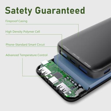 GrnOas.E Portable Charger,10000 mAh Power Bank Travel Charger with USB-C(Input&Output),2.4A Fast Charging External Battery Pack Phone Charger Compatible with iPhone 16,Samsung,Android,Brilliant Black - Image 7