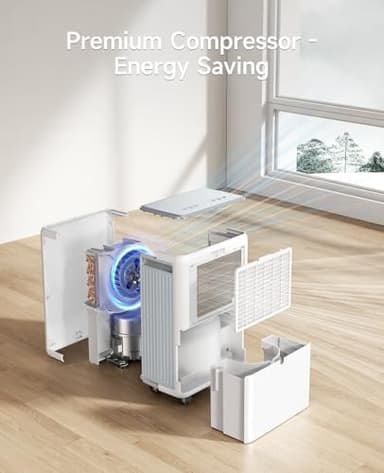 Dravonic 2000 Sq. Ft Dehumidifier for Basement, 30 Pint Dehumidifiers for Home, Bedroom and Bathroom, 3 Modes Dehumidifier with Drain Hose, Smart Humidity Control, 24H Timer (White) - Image 8