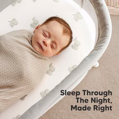 2-Pack Organic Bassinet Sheets for Girls, Boys - 100% Cotton Bassinet Mattress Sheets Compatible with Halo Bassinest Swivel Sleeper, Graco, Baby Delight, Chicco, Unisex Fitted Bassinet Sheets (Elly) - Image 6