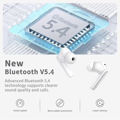 Wireless Earbuds, Bluetooth 5.4 Headphones in Ear with 4 ENC Noise Cancelling Mic, New Wireless Earphones HiFi Stereo Deep Bass 40H Playtime, In-Ear Bluetooth Earbuds LED Display IP7 Waterproof, White - Image 2