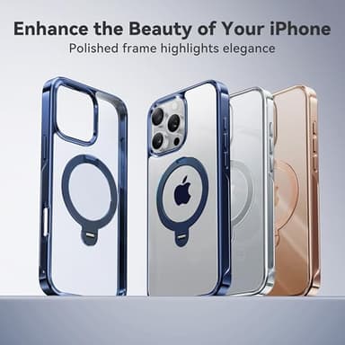 CASEKOO Titanium for iPhone 16 Pro Case with 360° Spin Magnetic Stand [Compatible with Magsafe][16FT Military Protection] Slim Polished Clear for iPhone 16 Pro Case Ring Kickstand 6.3'', Blue - Image 8