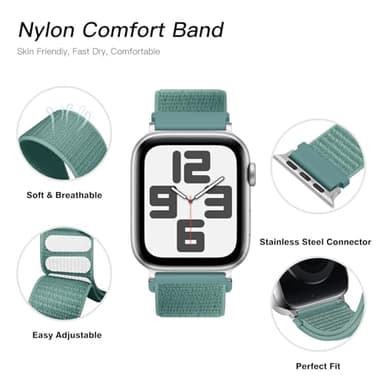 6 Pack Nylon Sport Loop Band Compatible with Apple Watch Band 38mm 40mm 41mm 42mm 44mm 45mm 46mm 49mm Women Men, Soft Adjustable Replacement Straps for iWatch Series 11 10 9 8 7 6 5 4 3 2 1 SE Ultra - Image 3