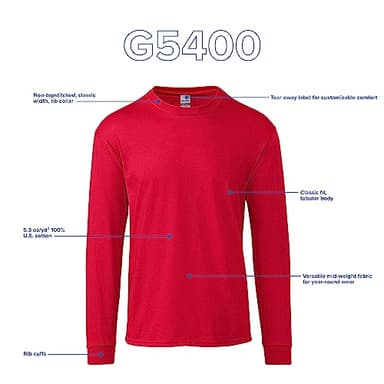 Gildan Men's Heavy Cotton Long Sleeve T-Shirt, Style G5400, 2-Pack, Black, Medium - Image 4