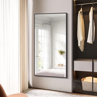 BONEWEI Bathroom Mirror,30x60 inch Large Wall Mirror for Bathroom Wall Mounted Black Rectangle Corner Mirrors,Black Bathroom Mirror for Living Room,Farmhouse,Bedroom Entryway,Horizontal/Vertical - Image 4