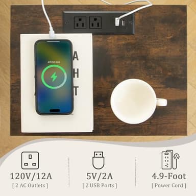 Fultyle Mid Century Modern Nightstand with Charging Station, Modern Bedside Table with Fluted Drawer and Storage Shelf, End Side Tables Living Room for Bedroom, Office (Rustic Brwon) - Image 5