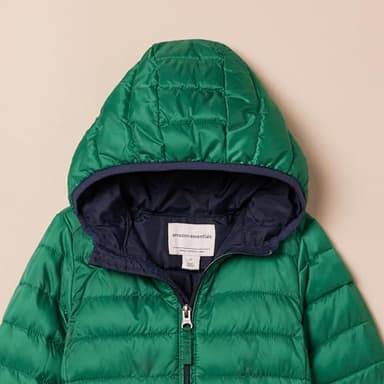 Amazon Essentials Boys' Lightweight Water-Resistant Packable Hooded Puffer Jacket, Green, Medium - Image 3