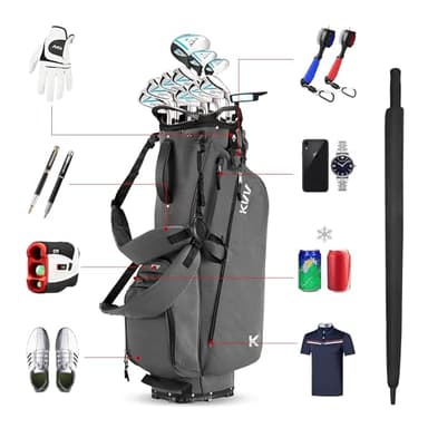 KVV Lightweight Golf Stand Bag with 7 Way Full-Length Dividers, 5 Zippered Pockets, Automatically Adjustable Dual Straps，Elegant Design（Charcoal） - Image 5