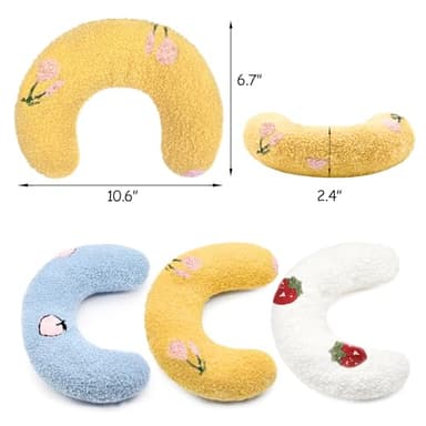 ucho Pillow for Cats, Ultra Soft Fluffy Pet Calming Toy Half Donut Cuddler, U-Shaped Pillow for Pet Cervical Protection Sleeping Improve- Yellow - Image 3