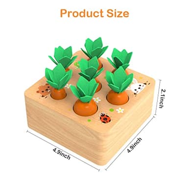 Montessoritoys for 1 Year Old, Wooden Toys Developmental Shape Sorting & Matching Puzzle Carrots Harvest Game, Birthday Gifts for Toddlers Babies Boys and Girls 6-12 Months Christmas - Image 5