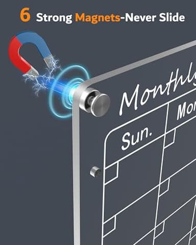 Magnetic Acrylic Calendar for Fridge,2 Pack 11"x15" Clear Fridge Calendar Dry Erase Magnetic Planning Boards Set for Refrigerator with 8 Colorful Highlight Markers - Image 3