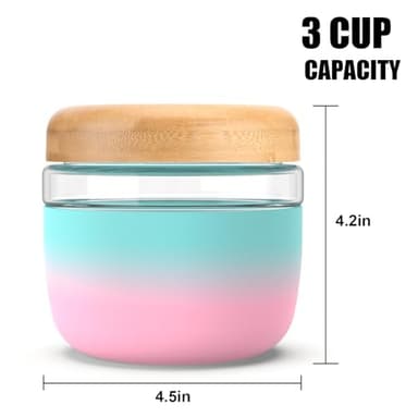 Tronco 24 oz Glass Container with Bamboo Lids, Food Storage Bowls for Soup, Stew & Overnight Oats, 100% Leak & Spill Proof, Airtight, Microwave & Dishwasher Safe, BPA-Free - Image 4