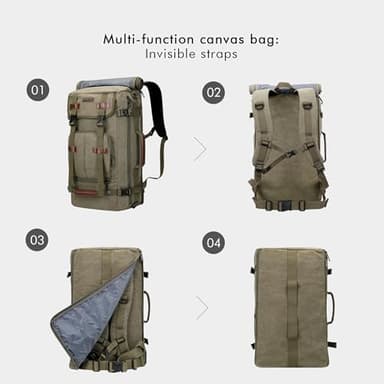 WITZMAN Canvas Backpack Vintage Travel Backpack Large Laptop Bags Convertible Shoulder Rucksack(A519-1 Classic Light Green) - Image 4