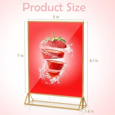 12 Pack Acrylic Sign Holder 5x7, Clear Picture Frame and Flyer Holder, Double Sided Gold Frame Acrylic Frame for Wedding Table Sign Display - Image 4