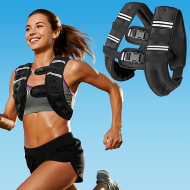 Weighted Vest with Two Adjustment Straps for Men Women, 8lbs/12lbs/16lbs/20lbs Weight Vest with Reflective Stripes for Workout, Strength Training, Running, Fitness, Muscle Building, Weight Loss - Image 1