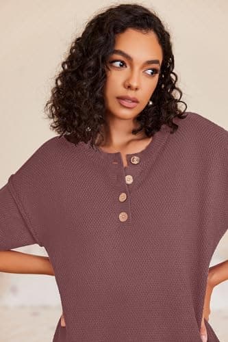 Ekouaer Sweater Set for Women Pullover Top and Wide Leg Pants Soft Knit Sets Loungwear Casual Outfits Dusty Rose,S - Image 3