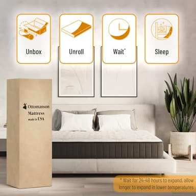 Ottomanson 9" Hybrid Twin Mattress - Rock Hard Feel - Made in USA - Individually Pocketed Coils & CertiPUR-US Foam - Fiberglass-Free - Bed in a Box - Image 8