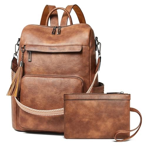 Shrrie Vegan Leather Laptop Backpack for Women 15.6 inch Work Backpack Fashion Travel Backpack Purse for Travel College Work - Image 1