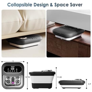 Collapsible Foot Spa Electric Rotary Massage, Foot Bath with Heat, Bubble,Temp Control, and 24 Motorized Shiatsu Massage Balls, Pedicure Foot Spa Tub for Stress Relief (Black) - Image 7