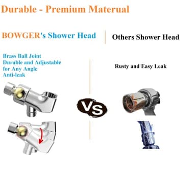 Shower Head with Handheld High Pressure-Full Body Coverage Powerful Rain Showerhead Extra 60" Long Hose and Adjustable Brass Joint Holder- The Perfect Detachable Heads for Bathroom Upgrade - Image 5