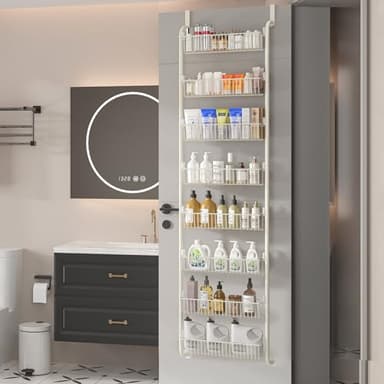 MIAOLI Over the Door Pantry Organizers and Storage, 8-Tier Spice Rack, Home & Kitchen Storage Shelves for Cabinet, Large Capacity Hanging Seasoning Organizer, Laundry Room Organization, White - Image 9