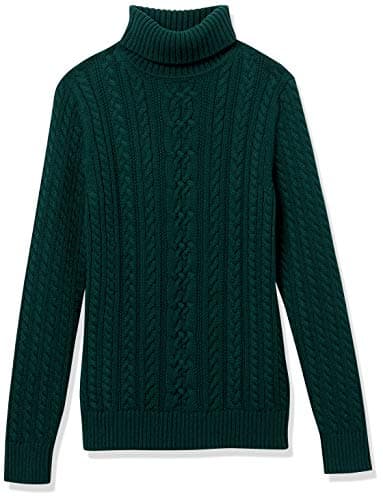 Amazon Essentials Women's Fisherman Cable Turtleneck Sweater (Available in Plus Size), Forest Green, Large - Image 9