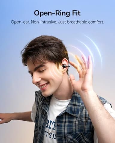 Baseus Bass BC1 Open Ear Earbuds Clip-On Headphones, Open-Ring Comfort with Tri-Curve Snug Clip, Powerful Sound with SuperBass, 4-Mic Clear Calls, IP55 Waterproof, 38H Playtime, Lightweight - Image 2