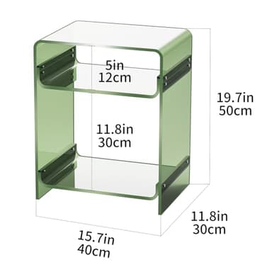 Acrylic End Table Record Player Table with Storage Shelf Clear Side Table Nightstand (15.7x19.7x11.8) (Green) - Image 3